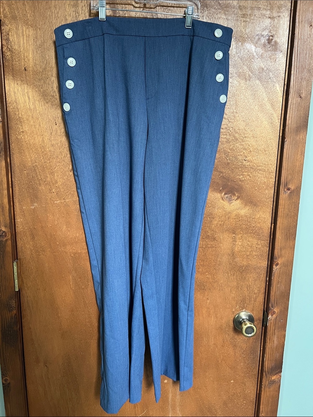 High-Waist Sailor Button Trousers in Navy